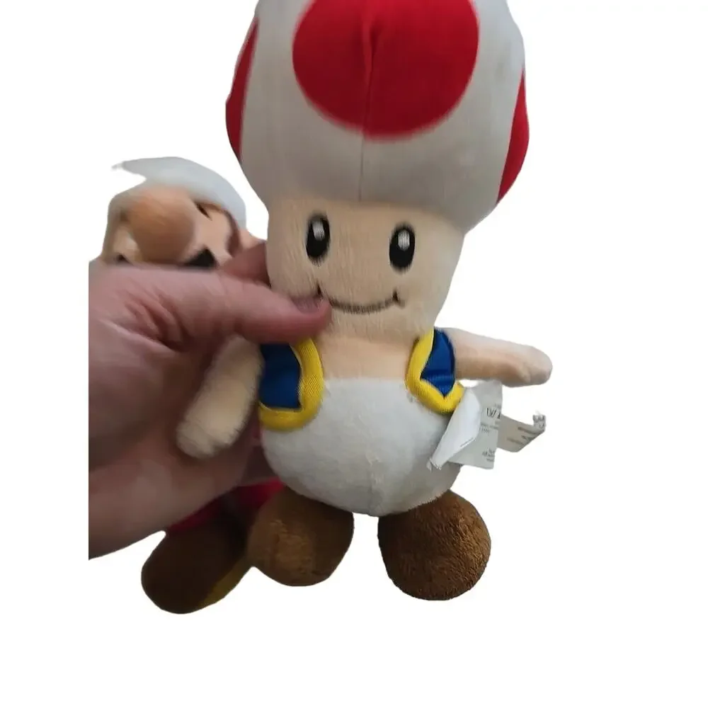 Lot of 2‎ Nintendo Super Fire Mario & Toad Mushroom Cuddly Plush Stuffed Toy 10